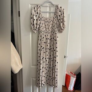 Gestuz Beige and black polka dot dress